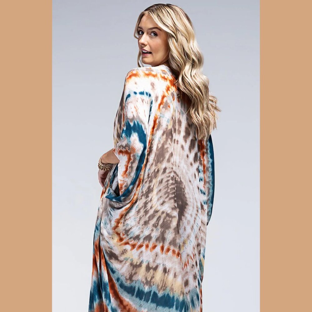 Piper Vibrant Tie-Dye Swirl Kimono - Picture 8 of 8